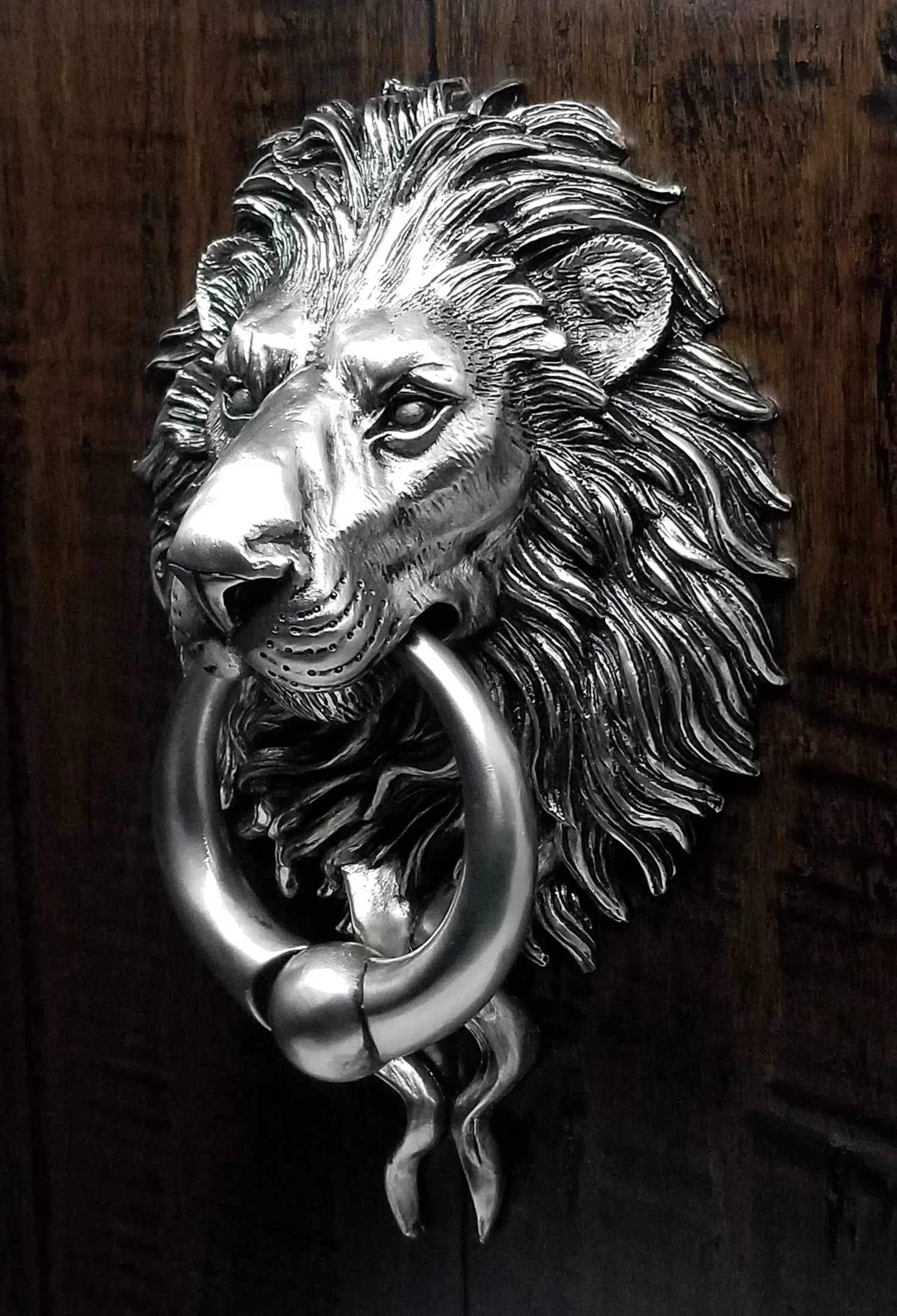 Lion Door Knocker (Large) Classic Brown Patina Finish — Karl Deen